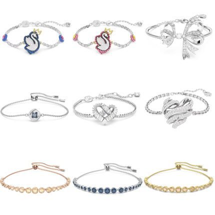 2024 New Sparkling Zircon Geometric Line Love White Gold Bracelet