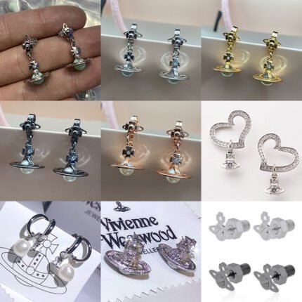 2024 New Exquisite Silver Planet Trajectory Inlaid Diamond Earrings