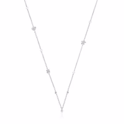 Short white-gold Necklace with diamonds, cultured pearls and motifs TOUS Grain
