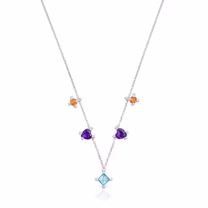 Silver Choker with gemstones Color Pills