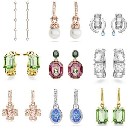 Rose gold shimmering zircon heart-shaped flower perforated earrings