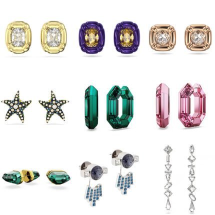 Golden oval sparkling zircon earrings