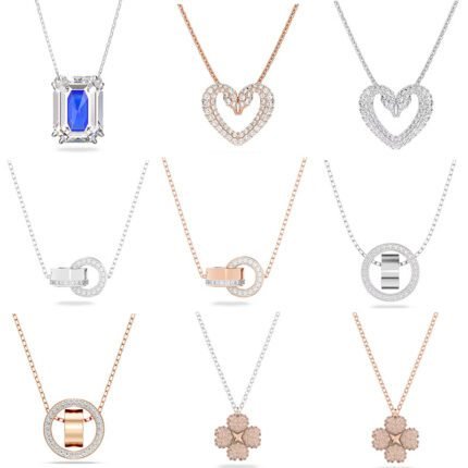 Sparkling Zircon Multi Shape Frame Pendant  Necklace