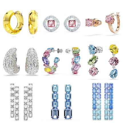 Colorful zircon ring earrings