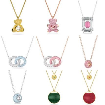 Double circle sparkling zircon pendant  necklace