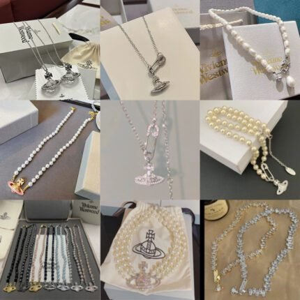 2024 New Exquisite Pearl Necklace with Pink Saturn Pendant