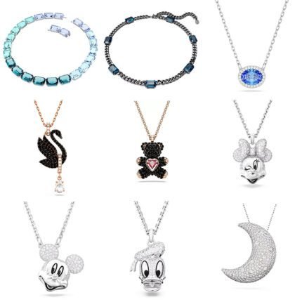 Sky blue sparkling square zircon necklace and other cartoon pendant necklaces