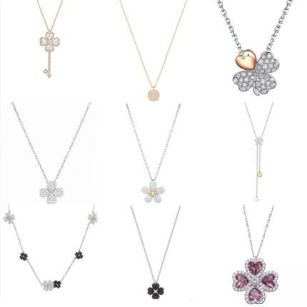 2024 New Exquisite Luxury Sparkling Diamond Flower Pendant Silver Necklace