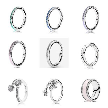 Simple 925 silver heart-shaped hollow design color ring, available in multiple colors