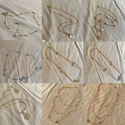 Multi colored hollow out double T small round zircon border pendant necklace