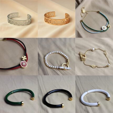 Three color hollow double T wide bracelet, leather multiple double T thin bracelet in multiple colors