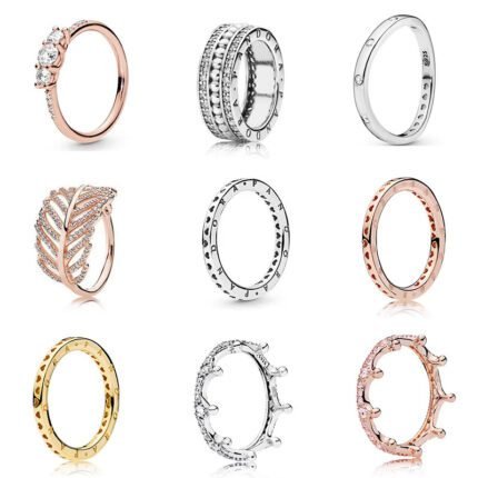 Hot selling 925 silver heart-shaped hollow bead ring and multiple styles