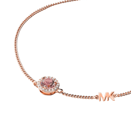 Fashionable and versatile 925 silver material sparkling pink cutting surface zircon high-end rose gold bracelet
