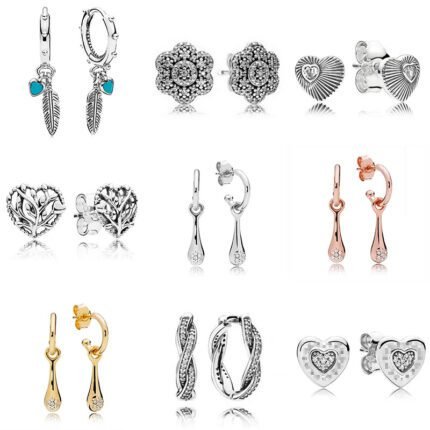 New design of 925 silver heart-shaped flower and other styles of zircon earrings
