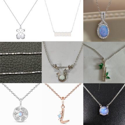 2024 new silver chain deep blue gemstone with diamond elegant pendant necklace