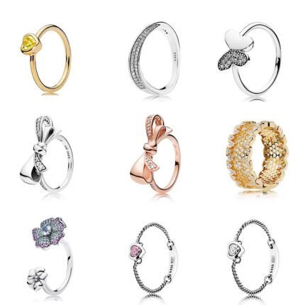 Hot selling niche style 925 silver bow heart-shaped design rings, multiple styles available