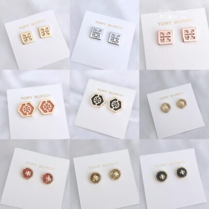 Square frame double T multiple color styles, rounded zircon double T earrings