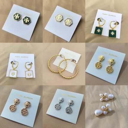 Zircon polygonal square double T earrings, hollow double T earrings