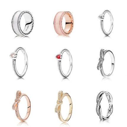 Fashionable 925 silver heart-shaped bow zircon ring, with multiple styles to choose from