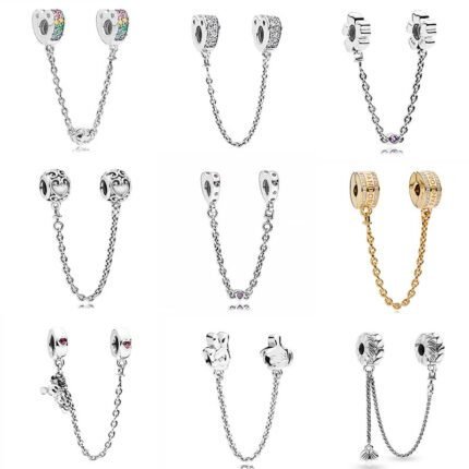 Hot selling 925 silver heart-shaped flower shaped safety chain, with diverse styles and exquisite designs