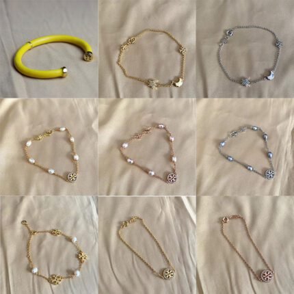 Three color imitation pearl zircon double T minimalist bracelet