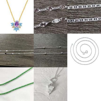 2024 new silver chain triangle crystal embedded purple gemstone pendant necklace