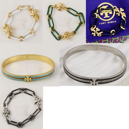 Multi colored chain double T bracelet, sparkling zircon inlaid circular ring bracelet