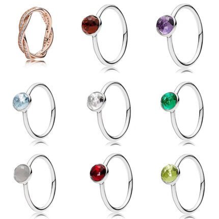 Simple 925 silver shiny single stone ring, available in multiple colors