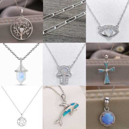 2024 New Exquisite Silver Cross Gemstone Necklace