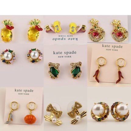 Fashionable temperament, high-end feel, golden ring, colorful zircon inlay, love tree flower earrings