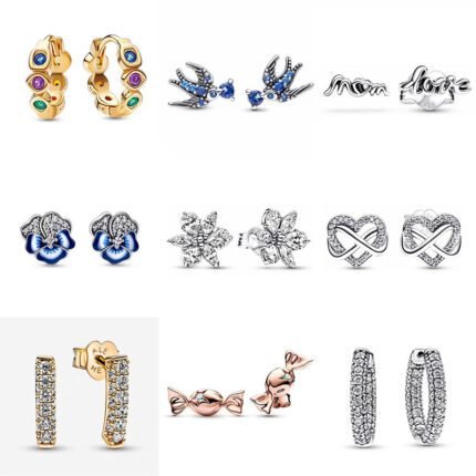 Light luxury 925 silver ice blue flower and candy earrings, different styles to choose from