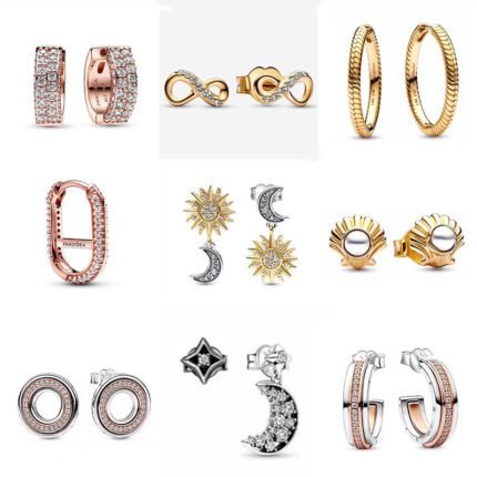 Fashionable 925 silver sun moon shining earrings, with different styles to choose from