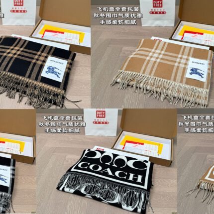 Complete set of airplane box packaging Burberry Coach scarf from Coach，Soft and delicate touch A scarf for winter ????