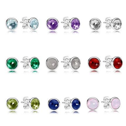 New 925 silver sparkling gemstone earrings, available in multiple colors to choose from