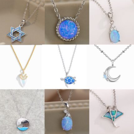 2024 New Hexagonal Star Sapphire Inlaid Silver Pendant Necklace