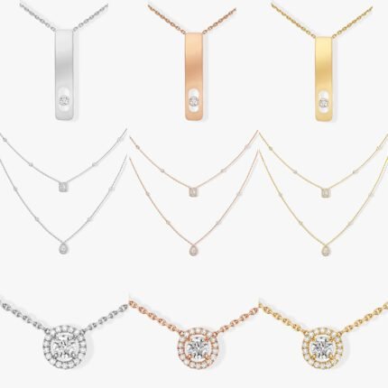 2024 New Exquisite Brilliant Halo Rose Gold Round Diamond Pendant Necklace