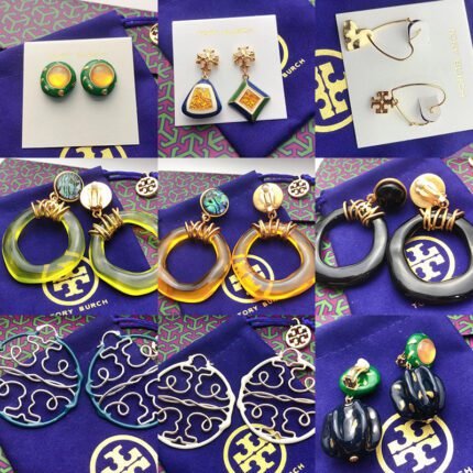 Multicolor geometric circular zircon double T earrings, minimalist frame double T earrings