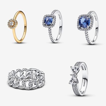 Latest 925 silver high-quality Sparkling Square Blue Halo Ring, more styles to choose from