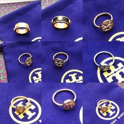 Three color time simple circular hollow double T ring