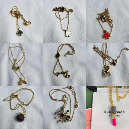 Multi colored peach heart pendant necklace, red zircon raspberry pendant necklace, colorful zircon flower pendant necklace