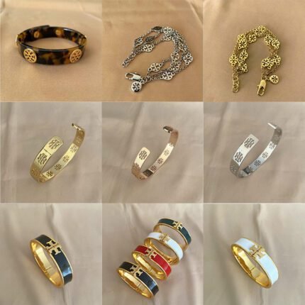 Multi colored hollow double T, four-color gold double T