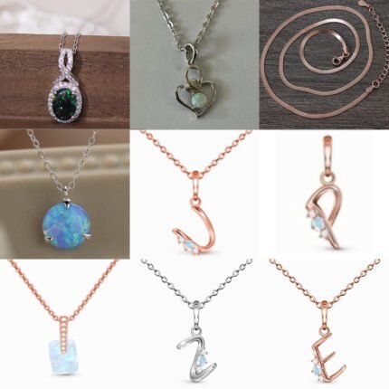 2024 New Silver Chain Deep Blue Gemstone Layered Pendant Necklace