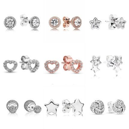 New 925 silver heart-shaped pentagram and other styles of zircon earrings, full of personality