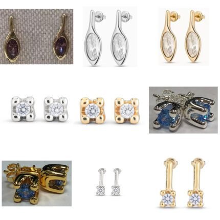 2025 new fashionable and high-end sea blue cut surface zircon earrings