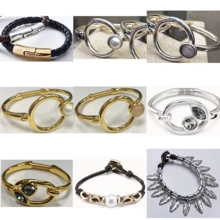 2025 new fashionable and versatile white gold multiple feather bracelet, simple round buckle bracelet, suitable for daily travel and gatherings