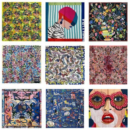 Fashionable, personalized, trendy, high-quality women's multiple printed pattern scarves and large square scarves