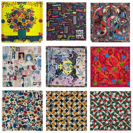2025 new Spanish niche women's various personalized printed pattern scarves and large square scarves, suitable for daily travel and gatherings