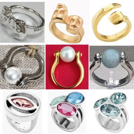 2025 new trendy skull face ring, colorful oval zircon inlaid ring, suitable for daily travel and gatherings