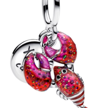 2025 new fashionable niche 925 silver colorful red crayfish pendant
