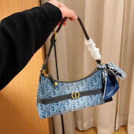 Denim Denim CD Underarm Bag, Comes with Silk Scarf